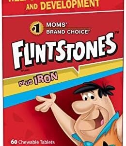 FLINTSTONES Plus Iron Chewable Multivitamin for Kids, Helps with Normal Growth and Development, 60 Chewable Tablets
