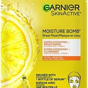 Garnier Beauty Face Mask, Brightening and Hydrating Skin Care, Hyaluronic Acid + Vitamin C, for Dull and Uneven skin, 1 Tissue Mask, 28g