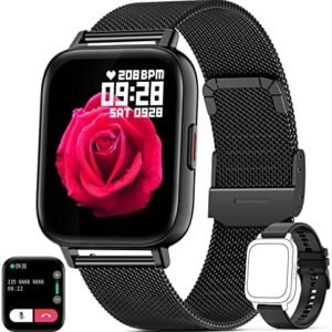 Smart Watch for Women Men(Call Receive/Dial),Fitness Tracker Waterproof Smartwatch for Android iOS Phone with Text and Call Bluetooth Sport Watches Heart Rate Blood Pressure Sleep Monitor Pedometer