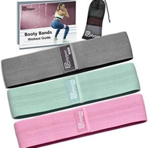 Polygon Resistance Exercise Bands, Fabric Non Slip Hip Bands for Squats, Legs, Butt, Thigh and Hip Workout, Thick Wide Fitness Loop Circle for Men & Women. Workout Guide Included.