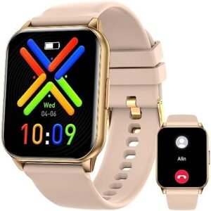Smart Watch for Men Women, 1.96" HD DIY Full Touch Screen, Fitness Tracker with Blood Oxygen Heart Rate Sleep, Bluetooth Call Voice Assistant, 80+Sports Modes, Waterproof Smart Watch for iOS/Android