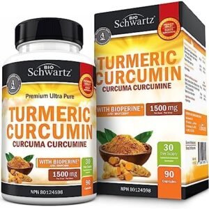Turmeric Curcumin 1500mg | Turmeric Supplements + Black Pepper | Anti Inflammatory Pills & Joint Pain Relief | with BioPerine | High Potency Antioxidant Supplement | Non-GMO, Gluten-Free | 90 Ct