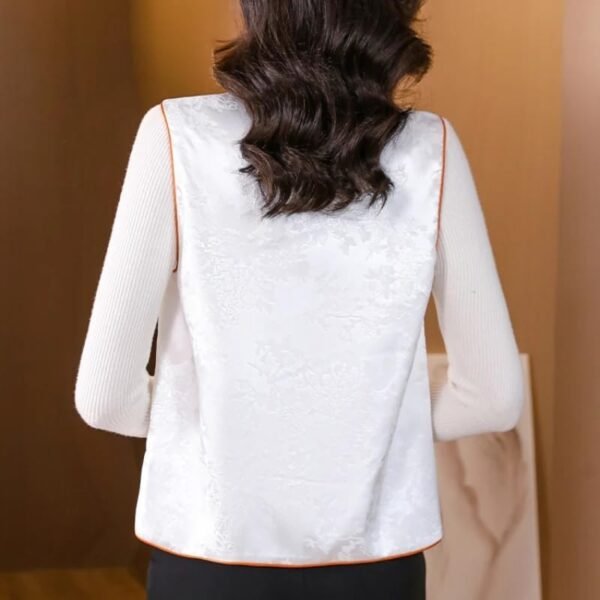 JXQXHCFS Chinese Style Improved Tang Suit Exquisite Embroidery Vest Women Retro Stand Collar Lady Slim Jacquard Top - Image 7