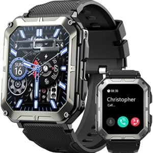 HOFIT Fitness Tracker Smart Watch, Bluetooth Call(Answer/Make Call), Christmas/Birthday Gifts for Men, Mens Watches, Military Smart Watches, 1.83in HD Touch Screen, Fitness Watch for Android iOS