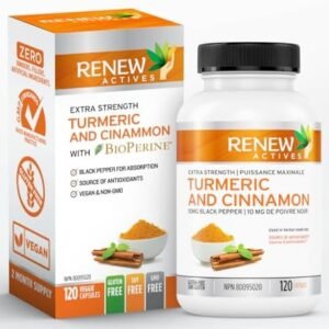 Renew Actives ORGANIC Turmeric Cinnamon Supplement: Traditionally used in Ayurveda to Relieve Pain and Inflammation - Dietary Supplements to Aid Digestion - Turmeric Curcumin and Ceylon Cinnamon with BioPerine Black Pepper - 120 Capsules. VEGAN & NON-GMO. Easy to Swallow Capsules!