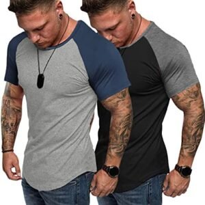 COOFANDY Men's Hipster Hip Hop Shirts Shiny Pullover Short Sleeve Turtleneck Top