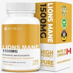New Nutrali MAXIMUM POTENCY Lions Mane Supplement Extract Capsules – 1500mg per Serving (3 capsules), Potent Brain Nootropic Supplement, Improved Focus, Memory, and Increased Energy. Perfect for making Mushroom Coffee. Non-GMO, Vegan, Gluten Free. 120 Canadian Grown Mushroom Capsules