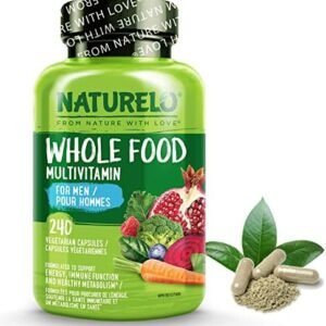 NATURELO Whole Food Multivitamin for Men - Natural Vitamins, Minerals, Antioxidants, Organic Extracts - Vegan/Vegetarian - For Energy, Brain, Heart, Eye Health - 240 Capsules