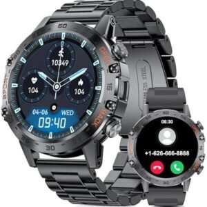 LIGE Military Smart Watch Men Answer/Make Calls,1.39" HD 400mAh Long Battary Fitness Tracker 100+Sports Modes Heart Rate Sleep Monitor, Outdoor Waterproof 2 Straps Smart Watch for Android iOS Black