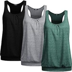 Beyove Racerback Tank Tops for Women Yoga Athletic Workout Tops Sleeveless Loose Fit Muscle Shirts Activewear 3 Pack
