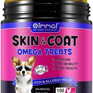 Omega 3 Treats for Dogs(150PCS Chicken Flavor),Omega 3 for Dogs Omega Fish Oil Dog Skin and Coat Supplement Dog Vitamins and Supplements Allergy and Itch Relief (375G)