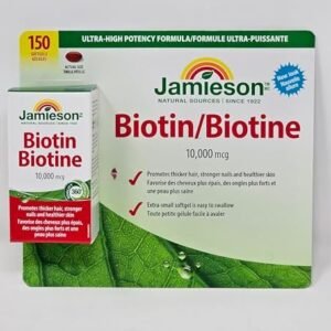Jamieson Biotin 10,000mcg, Promotes Thicker Hair, Stronger Nails, and Healthier Skin, 150 Softgels