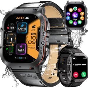 Smart Watch for Men,1.96” Always-On AMOLED Display Military Smart Watches for Men with Bluetooth Call, 5ATM Waterproof Outdoor Tactical Fitness Tracker Watch with 100+ Sports Moeds for Android iOS