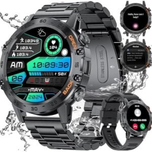 Military Smart Watch for Men Answer/Make Calls,1.39" Smartwatch with 400mAH,100+ Sport Modes,Heart Rate/Spo2/Sleep Tracker Fitness Sports Watch for Android iOS Black
