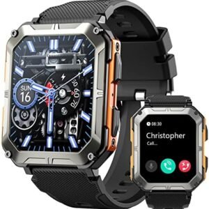 HOFIT Fitness Tracker Smart Watch, Bluetooth Call(Answer/Make Call), Christmas/Birthday Gifts for Men, Mens Watches, Military Smart Watches, 1.83in HD Touch Screen, Fitness Watch for Android iOS