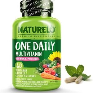 NATURELO One Daily Multivitamin for Women - Energy Support - Whole Food Supplement to Nourish Hair, Skin, Nails - Non-GMO - No Soy - Gluten Free - 60 Capsules | 2 Month Supply