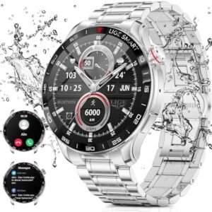 Smart Watch for Men,1.43” Always-On AMOLED Display Military Smart Watch, 45Days Battery/Call with 5ATM Waterproof Sport Watch 100+ Sports Modes Heart Rate/Sleep Monitor Fitness Tracker for Android iOS