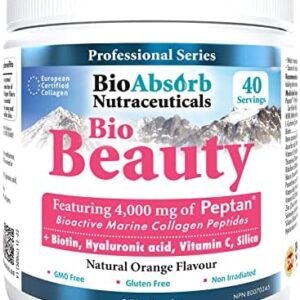 Marine Collagen Powder with Hyaluronic Acid, Biotin, Silica, Zinc and Vitamin C. Powerful Blend for Skin, Hair, and Nails. 40-Day Supply.