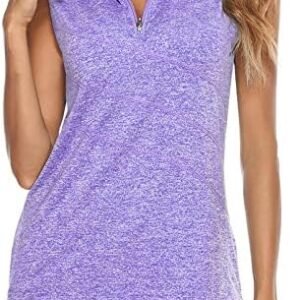 Tanst Sky Women's Zip Up Tank Top Quick Dry Workout Tops Sleeveless Golf Running Yoga Shirt