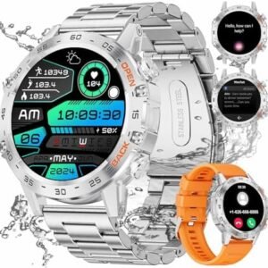 Military Smart Watch for Men Answer/Make Calls,1.39" Smartwatch with 400mAH,100+ Sport Modes,Heart Rate/Spo2/Sleep Tracker Fitness Sports Watch for Android iOS Silver