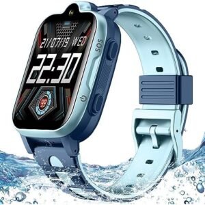 MJVV 4G GPS Smart Watch for Kids GPS Tracker Phone Watch Whatsapp Video Call SOS Alarm Voice Chat Message and Text Real-Time Tracking Smartwatch for Age 3-15 Gift Blue