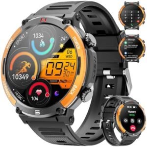 Smart Watch for Men with Bluetooth Call 1.52'' HD Military Smart Watch 420mAh Large Battery Fitness Watch with Heart Rate Blood Pressure Monitor Fitness Activity Tracker with Compass for Android iOS
