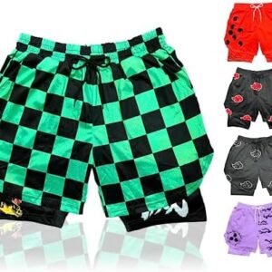 FOR KINGS. BY KINGS CROWN LMTD SUPPLY Anime Shorts - Breathable Mesh Stretch Compression Short with Pockets and Towel Holder