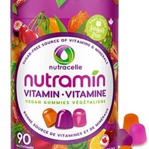 NUTRACELLE NUTRAMIN Daily Vegan Keto Multivitamin Gummies Vitamin C, D2, and Zinc for Immunity, Plant-Based, Sugar-Free, Nut-Free, Gluten-Free, Vitamin A, B, B6, B12 & More 90 Count, 45 Day Supply