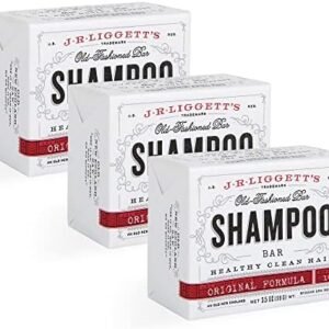 J·R·LIGGETT'S All-Natural Original Shampoo Bar | Solid Organic Dry Bar For Sensitive Scalp And Color-treated Hair | Sulfate-Free With Antioxidants and Vitamins | Set of 3 | Original Scent | 3.5 Oz