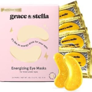 Under Eye Mask - Reduce Dark Circles, Puffy Eyes, Undereye Bags, Wrinkles - Gel Under Eye Patches, Vegan Cruelty-Free Self Care by grace and stella (24 Pairs, Gold)