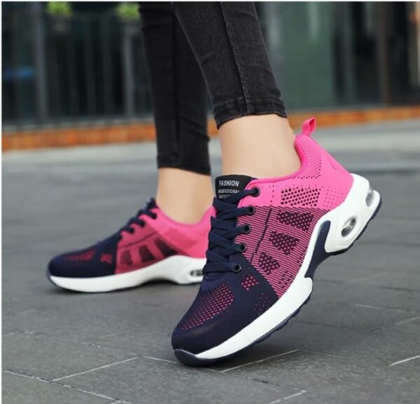 Musabela Orthopedic Sneakers for Women,Air Cushion Platform Mesh Sneaker,Casual Breathable Knit Running Shoes for Gym Workout (6, Rose Red) - Image 4