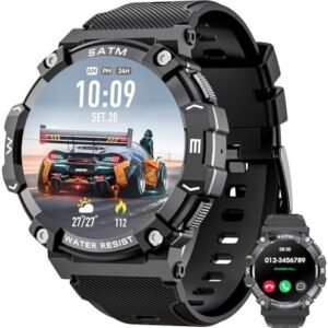Military Smart Watch for Men with Bluetooth Call, IP68 Waterproof Fitness Tracker, Activity Tracker Watch with Heart Rate Sleep Monitor, Outdoor Sports Rugged Smartwatch for Android iPhone iOS