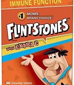 FLINTSTONES Multivitamins with Extra C for Kids, Helps with Normal Growth and Development, 60 Chewable Tablets