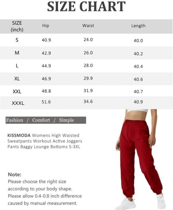 KISSMODA Womens High Waisted Sweatpants Workout Active Joggers Pants Baggy Lounge Bottoms S-3XL - Image 2