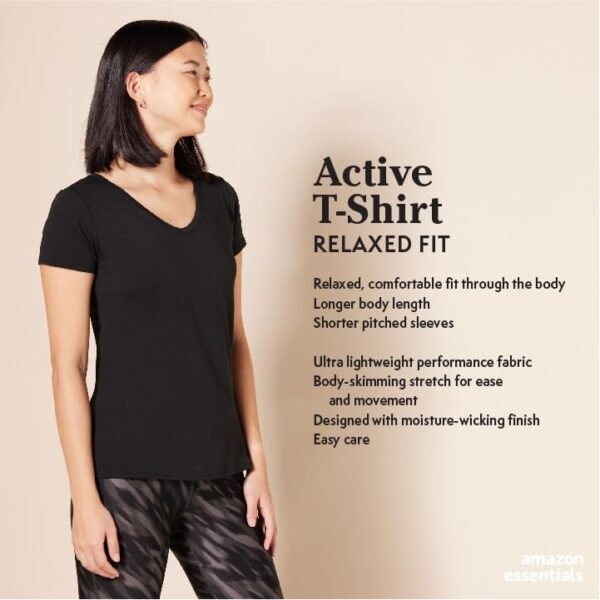 Amazon Essentials Womens Tech Stretch Short-Sleeve V-Neck T-Shirt - Image 2