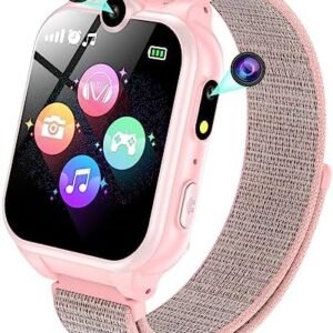 PTHTECHUS Smart Watch for Kids,Kids Smart Watch for Boys Girls with 18 Games Dual Cameras Music Player Video Recorder Flashlight Pedometer,Smartwatch for 4-12 Years Old Kids Birthday Gift-Pink
