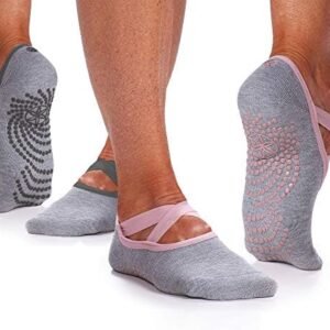 Gaiam Yoga Barre Socks - Non Slip Sticky Toe Grip Accessories for Women & Men