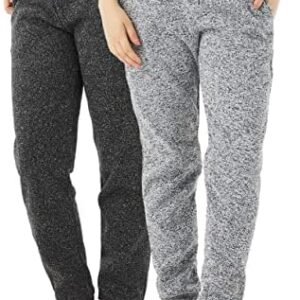 TEX2FIT 2-Pack Joggers for Women with Side Pockets, Rib Cuff Bottoms, Soft Fleece Sweatpants for Women (2pcs Set)