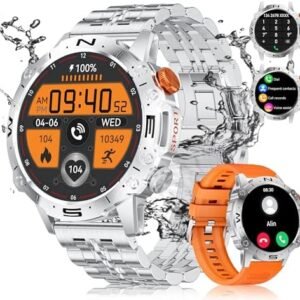Smart Watch for Men Military Bluetooth Make/Answer Call 1.39 HD Big Screen 400mAh Large Capacity Battery Men's Smart Watches Rugged Fitness Tracker IP68 Waterproof Android iOS Men's Smartwatches