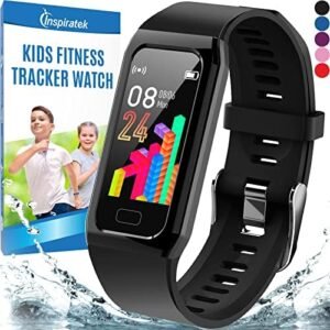 Inspiratek Kids Fitness Tracker for Girls and Boys Age 5-16 (4 Color)- Waterproof Fitness Watch for Kids with Heart Rate Monitor, Sleep Monitor, Calorie Counter and More - Kids Activity Tracker