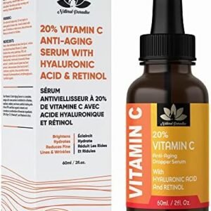 Natural Paradise 20% Vitamin C Face Serum - Aloe Vera Facial Serum With Hyaluronic Acid, Aloe Vera, & Green Tea, Facial Serum for Dark Spots, Vitamin C Serum For Face, Skin Clearing - Made In Canada - 60 mL