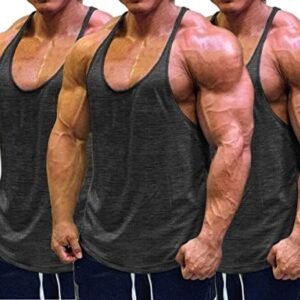 Muscle Cmdr Men's Bodybuilding Stringer Tank Tops Y-Back Gym Fitness T-Shirts