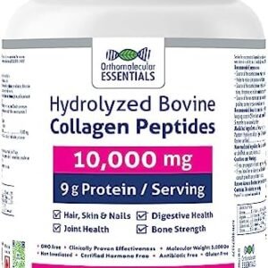 Orthomolecular Hydrolyzed Bovine Collagen Peptides Powder 10,000mg, 425g - Vitamins for Bone Strength, Digestive Health, Joint Health, Hair Skin and Nail Vitamins - Collagen Supplement - Research Based Advanced Formulas - Orthomolecular Essentials 🍁Formulated and made in Canada