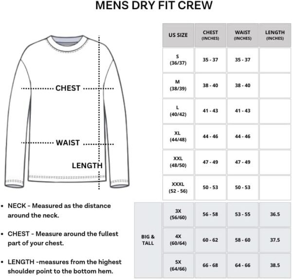 Real Essentials 3 Pack: Men’s Big & Tall Tech Stretch Long-Sleeve & Short-Sleeve Dry-Fit T-Shirt (3XT-5XT) - Image 5