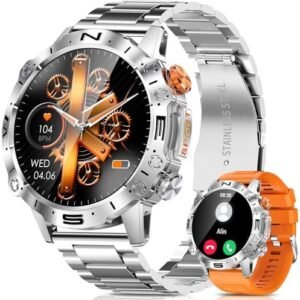 PODOEIL Military Smart Watch for Men with Bluetooth Call, 1.43" AMOLED Screen Fitness Tracker with Health/Sleep Monitor, 100+ Sports Modes Waterproof Tactical Smartwatch for Android iPhone Samsung