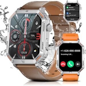 Smart Watch for Men Bluetooth Make Call with Long-Lasting Battery 1.96in Touchscreen Message Reminder Voice Assistant Weather Outdoor Rugged Men's Smart Watch Android iOS Fitness Tracker Waterproof