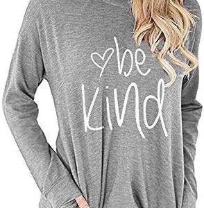 Fuyxxmer Womens Be Kind Sweatshirt Love Inspirational Graphic Tee Long Sleeve Pullover Blouses Top Shirts with Pockets