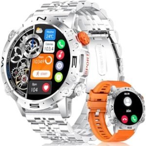 LIGE Men's Smart Watch，Fitness Tracker with Blood Pressure/Heart Rate,Stainless Steel Bluetooth Call Smartwatch Compatible Android iPhone,Silver