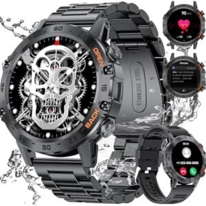 Military Smart Watch for Men with Bluetooth Call, 1.39'' HD Touch Screen Fitness Watch with Heart Rate/Sleep Monitor, 123 Modes Sport Smartwatch, IP67 Waterproof Pedometer for Android iOS