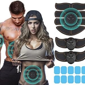 M MITLINK Abs Stimulator Abdominal Intelligent Muscle Toner Training Device 10 Extra Gel Pads Portable Fitness Workout Equipment for Men Women Home Office Equipment